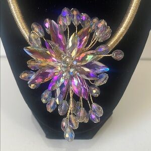 Elegant Gold and Purple Handmade Crystal Necklace by Gardenia Jewelry